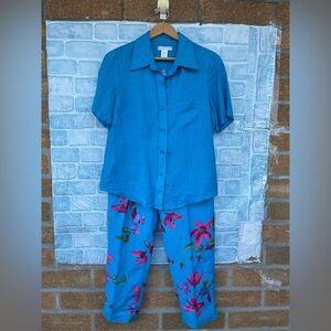 Annie Alexander linen blend resort wear 2 piece set size 8/medium